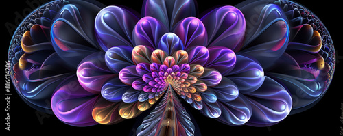 Vibrant Purple Blue FractalFlower Abstract Digital Ar Design