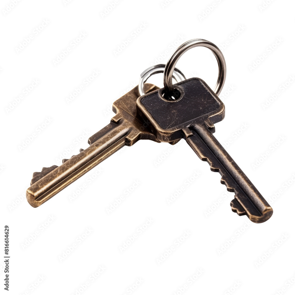 Shiny Metal Keychain with Ring and Clip, Isolated without Background Shiny Metal Keychain with Ring and Clip, Isolated without Background