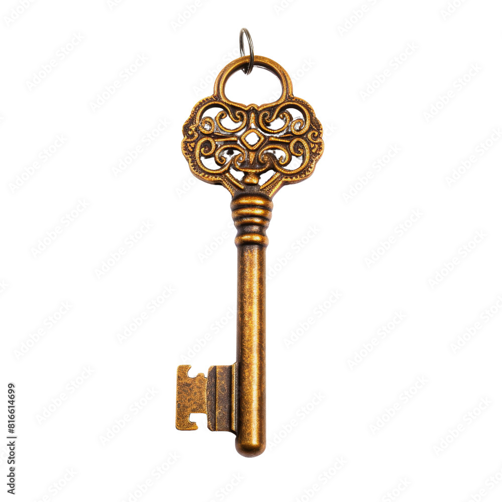 Shiny Metal Keychain with Ring Loop, Isolated without Background Shiny Metal Keychain with Ring Loop, Isolated without Background