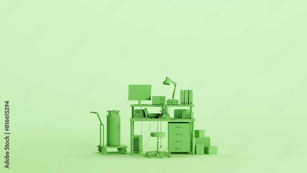Green laboratory equipment science lab research modern workplace mint ...