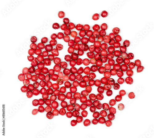 Red pepper peas isolated on a white background, top view