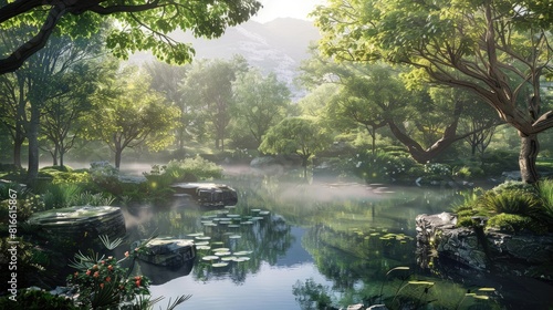 Feeling of pure happiness peaceful serenity and immersed in natural surroundings