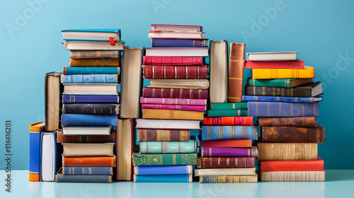 Many different books on light background