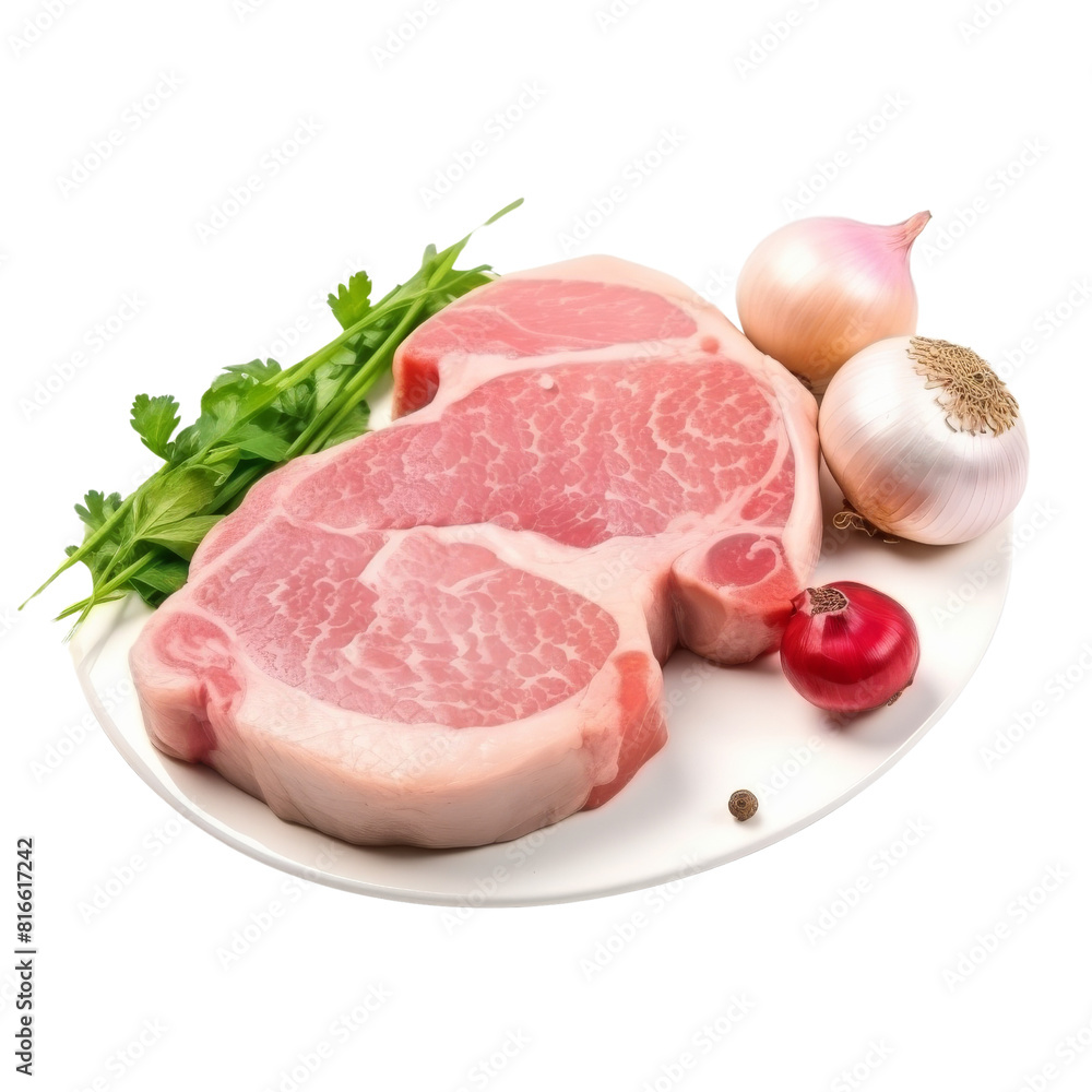 Juicy Pork Chop Grilled to Perfection, Isolated Without Background Juicy Pork Chop Grilled to Perfection, Isolated Without Background