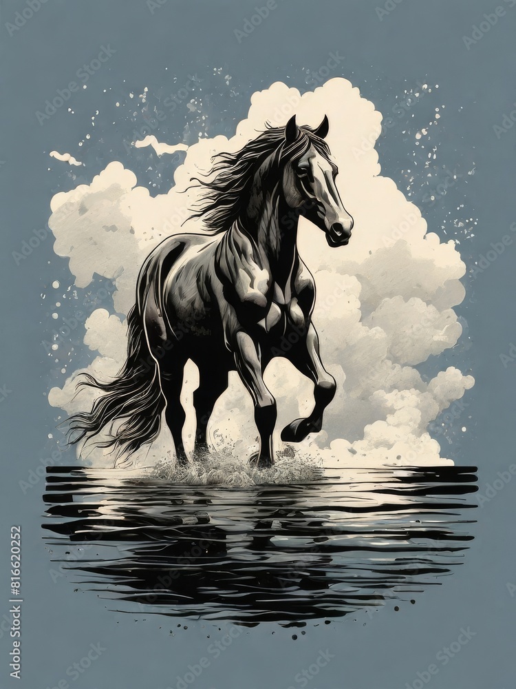 horse running through a stormy sky horse running through a stormy sky