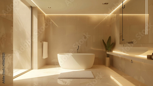 Modern interior of light bathroom