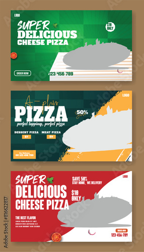 Set of food advertisement web banner template