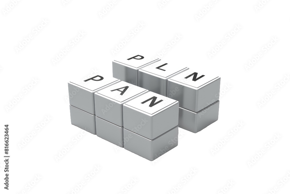 The Realm of Planning Cubes on White or PNG Transparent Background.
