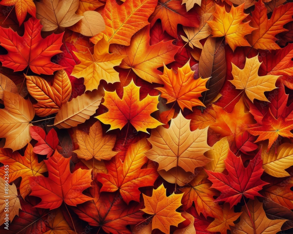 Background filled with vibrant autumn leaves.
