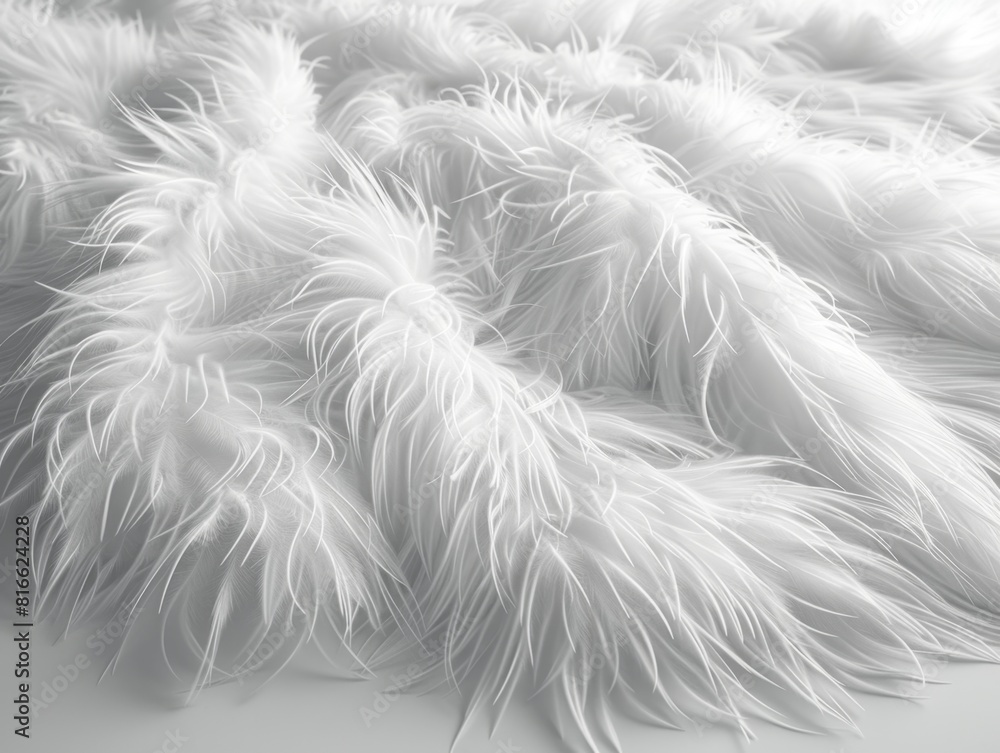 Obraz premium Realistic Fluffy White Feather Textured Background. Soft, Plush, Premium, Luxury, Elegant Pattern for Banner, Wallpaper or Fabric Design