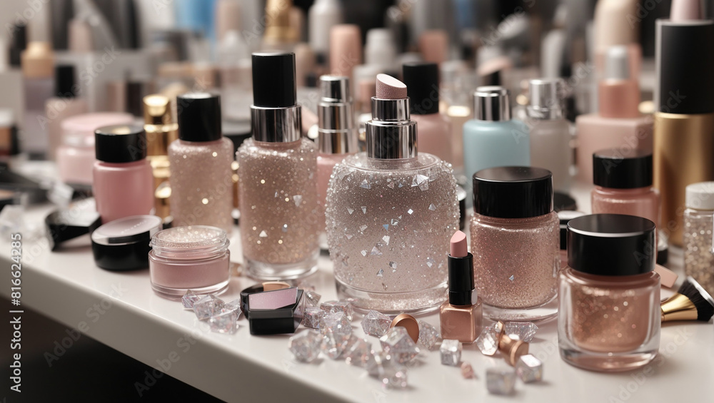 There are various makeup products and tools on a table including makeup brushes, eyeshadow, lipstick, and nail polish.
There are various makeup products and tools on a table including makeup brushes, eyeshadow, lipstick, and nail polish.