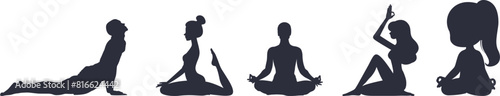 international yoga day, silhouette. international yoga day banner, yoga body. posture font. yoga day, social media post, Women practicing yoga. happy, International Day of Yoga, post. vector, 