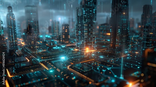 Futuristic Cityscape With Advanced Buildings and Illuminated Lights