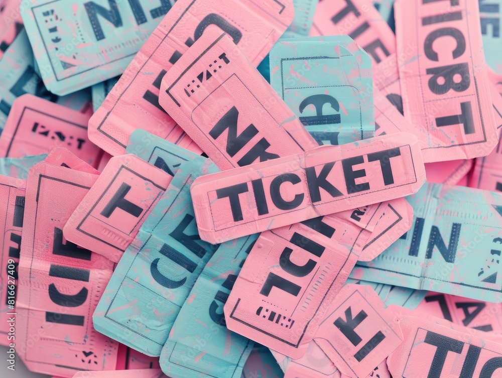 pink, green and blue tickets coupons pink, green and blue tickets coupons