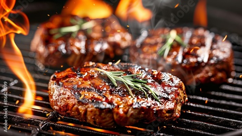 Grilled Meat with Flames photo