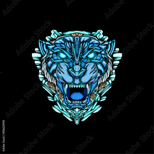 cyberpunk style robot tiger