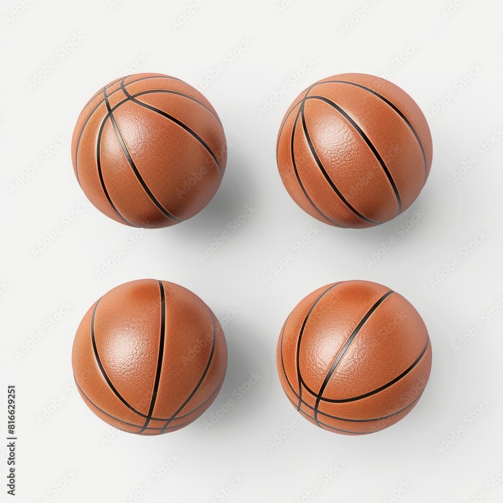 Four basketballs arranged on a plain white background