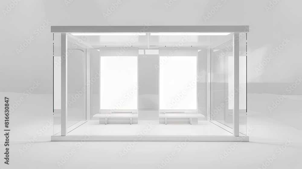 Fototapeta premium The Ethereal Passage: A White Room With a Glass Door