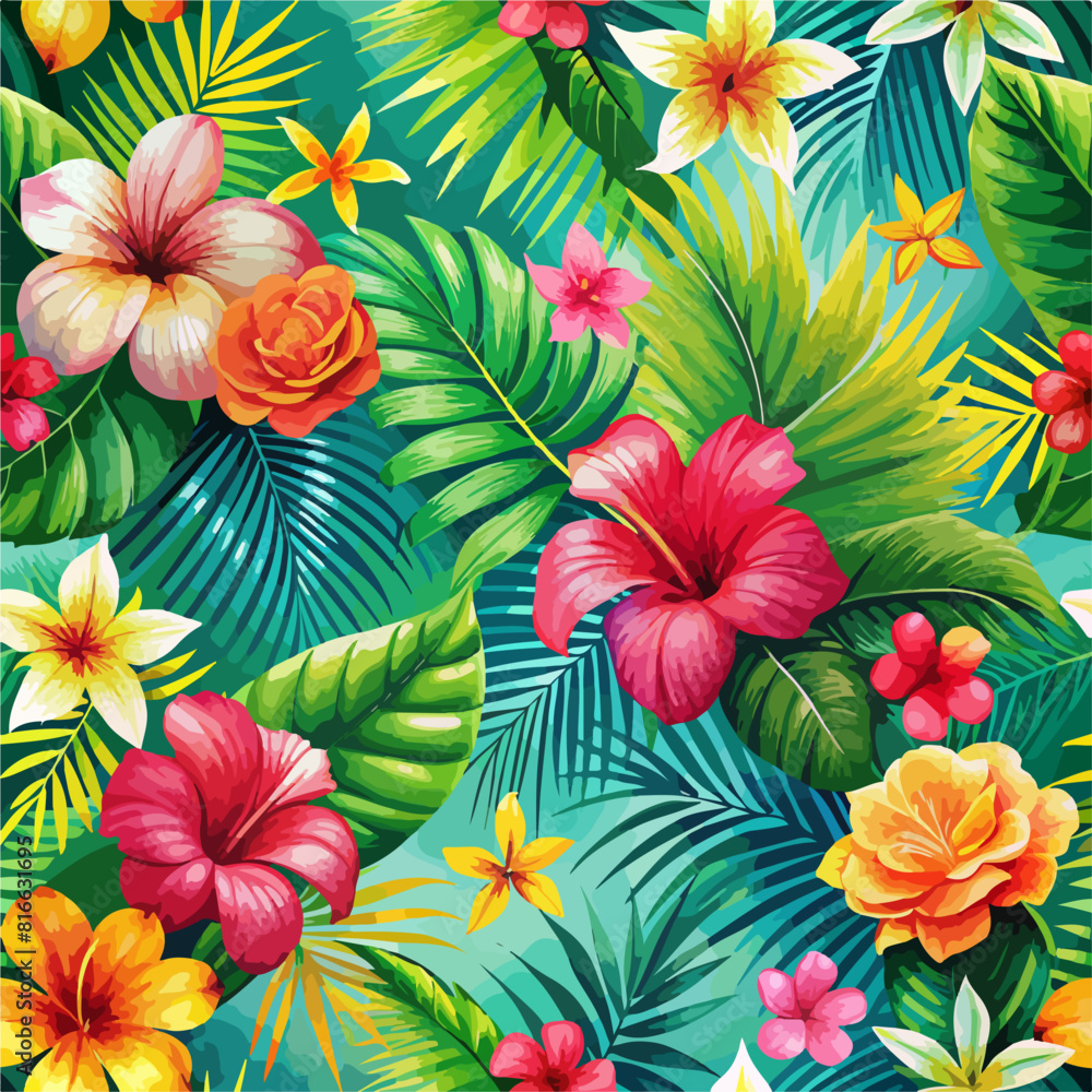Naklejka premium Flowers art seamless pattern, vector, graphic, pattern