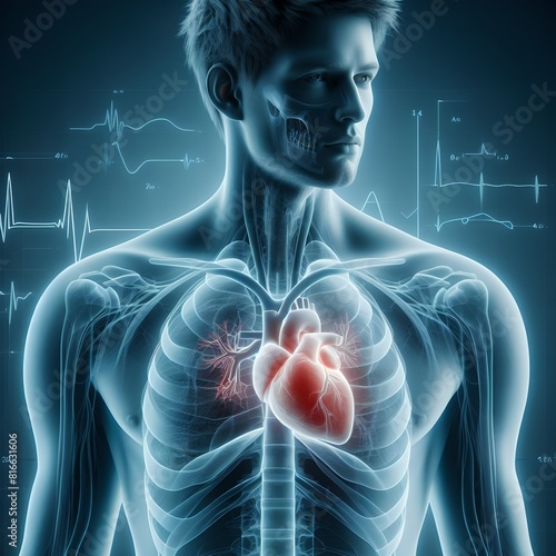 3d x-ray model of anatmoy of human body, liver, lungs, diseases, fracture bones photo