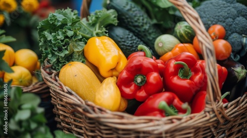 Close-up of a basket filled with various organic vegetables