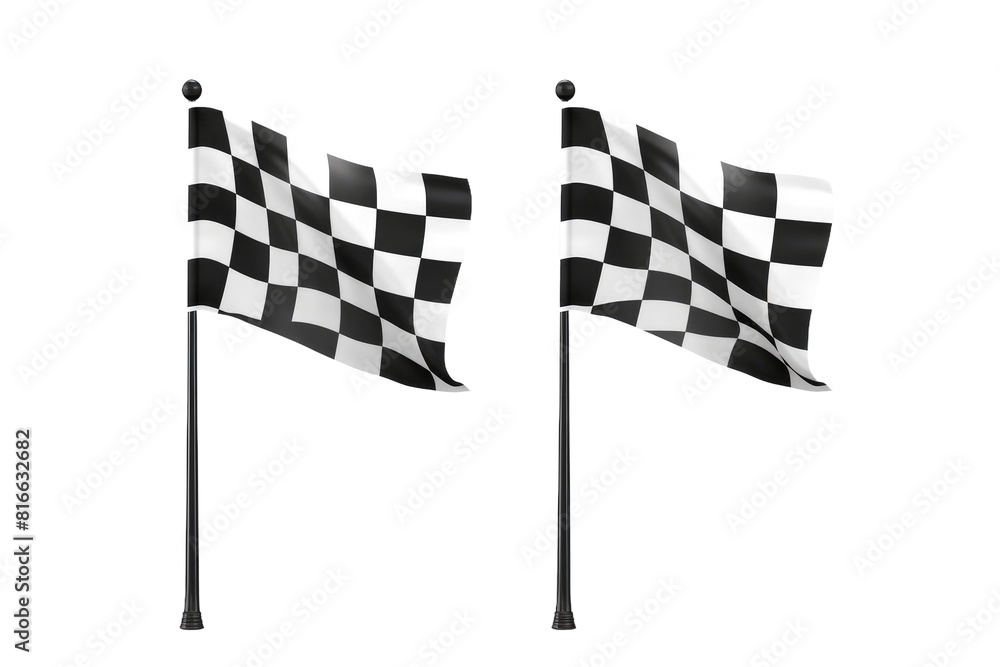 Fototapeta premium Twin Monochrome Fluttering Adornments on White or PNG Transparent Background.