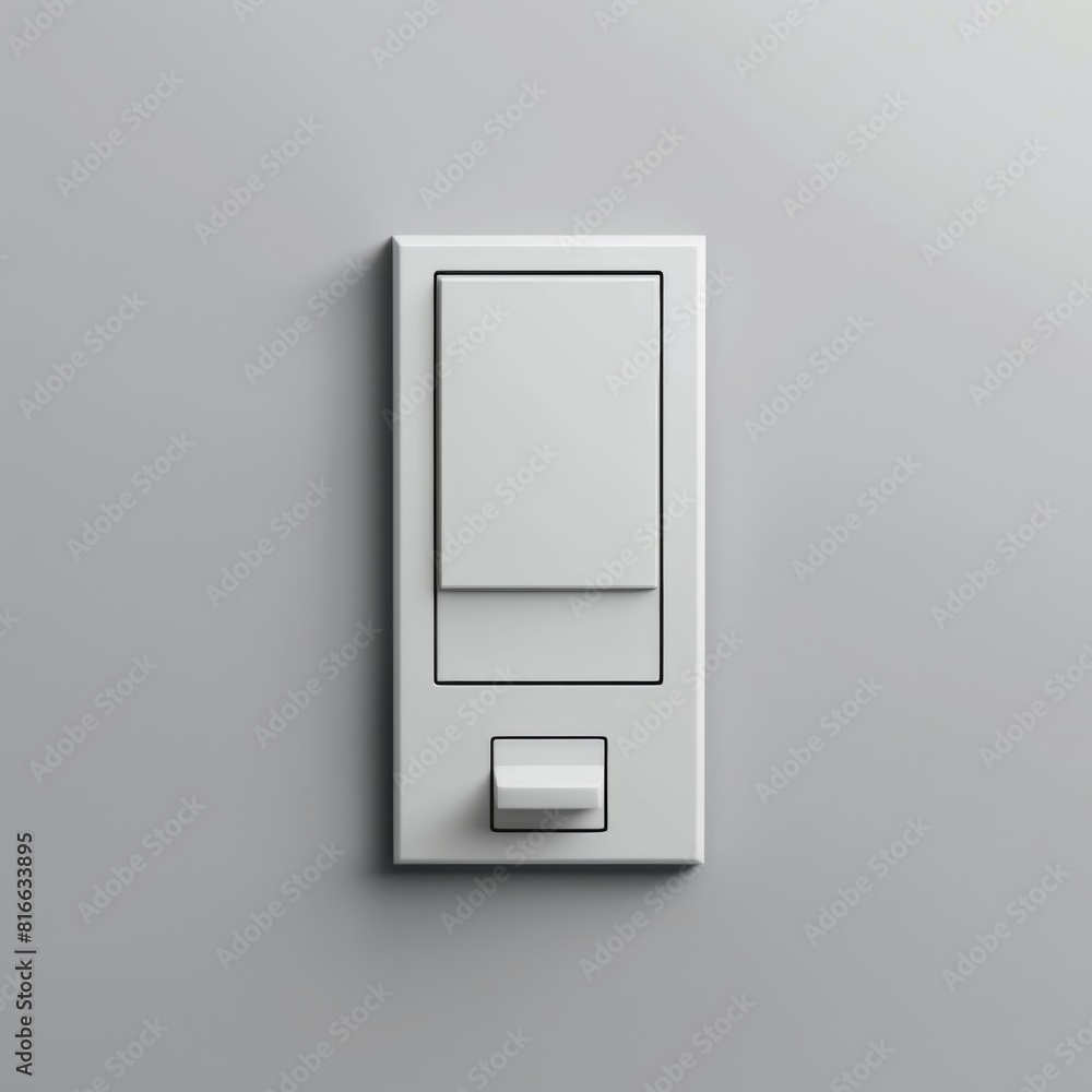 White light switch mounted on a gray wall