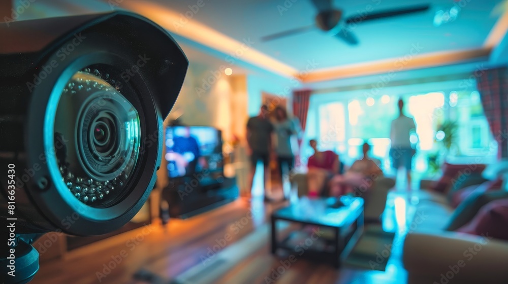 hacker wathich on spy camera in a nice house, people behind hacker wathich on spy camera in a nice house, people behind