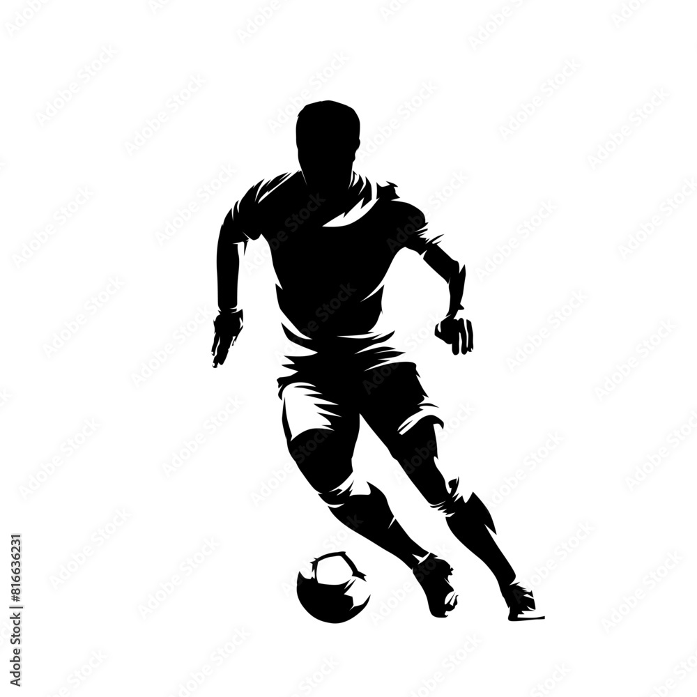 Fototapeta premium Football player, soccer, abstract isolated vector silhouette, front view