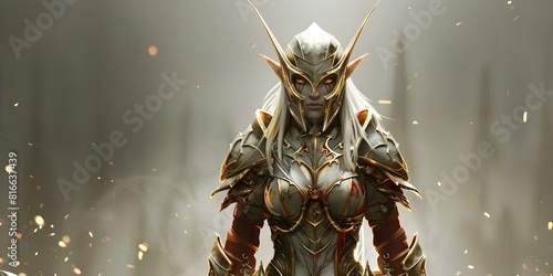 Dark elf female warrior in heavy armor fantasy character concept art. Concept Fantasy Character Design, Dark Elf Warrior, Female Armor, Concept Art, Fantasy Illustration photo