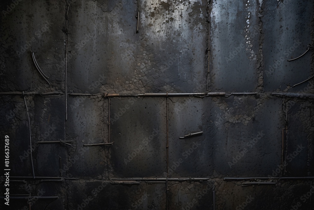 The image displays a grungy rusted metal surface with welded lines creating a textured abstract pattern The image displays a grungy rusted metal surface with welded lines creating a textured abstract pattern