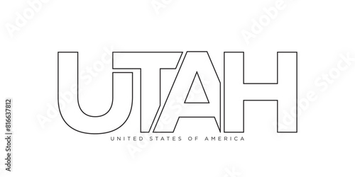Utah, USA typography slogan design. America logo with graphic city lettering for print and web.