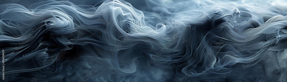 Obraz premium Abstract smoke texture swirling in shades of gray and black, creating a mysterious and ethereal effect, Surreal, Monochromatic, Digital painting