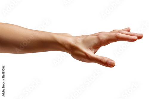 A realistic image of a right hand entering from the right side of the image, isolated on transparent background, png file photo