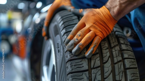  male car mechanic changing tire © Imron