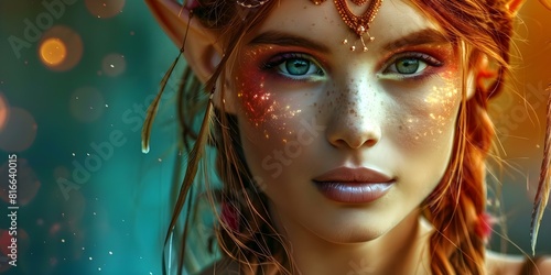 A captivating elf with an enchanting visage from a fantasy tale. Concept Fantasy Portrait, Enchanting Elf, Captivating Visage, Magical Photoshoot, Otherworldly Character