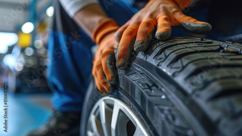  male car mechanic changing tire