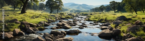 Small river flowing through a valley photo