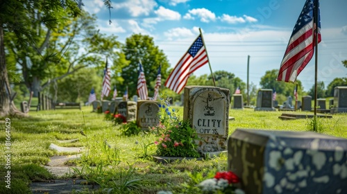 Tombstones and flags honor the fallen on Memorial Day.