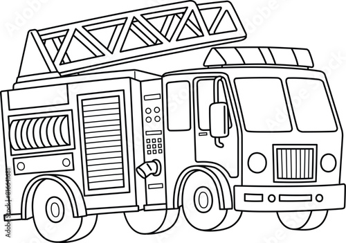 Firefighter Truck Isolated Coloring Page for Kids