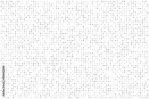 Gray digital data matrix of binary code numbers isolated on a white transparent background. Technology, coding, or big data concept. Vector illustration
