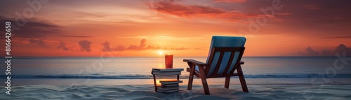 The beach is a beautiful place to relax and enjoy the sunset. The warm colors of the sky and the gentle waves of the ocean create a peaceful and serene atmosphere.