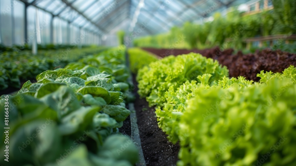 Rows of organic vegetables in a high-tech farm ready for logistics operations Rows of organic vegetables in a high-tech farm ready for logistics operations