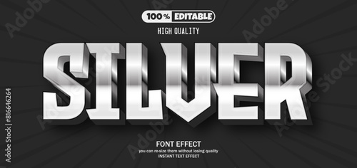 Silver text effect, Editable text effect.