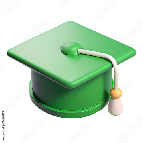 3d green graduation cap icon