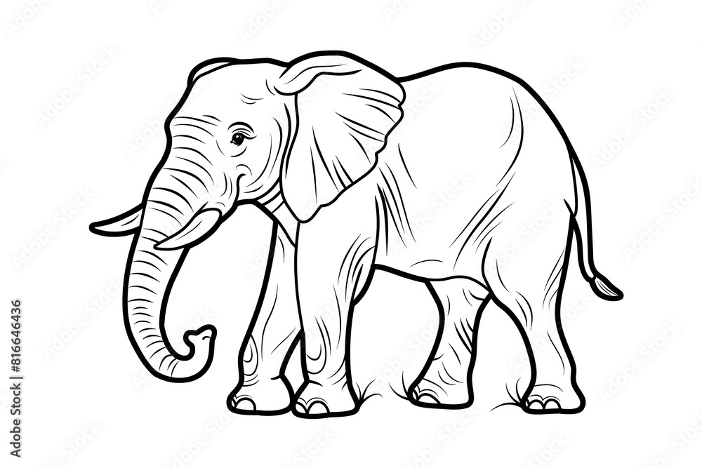 Elephant for kids coloring book, line art