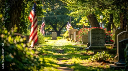 Memorial Day tribute: headstones and Old Glory.