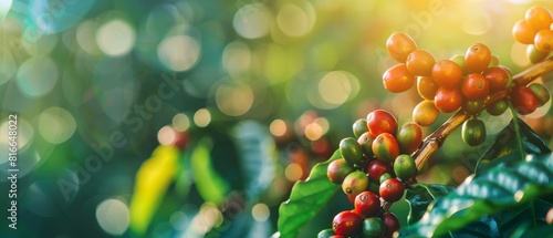 Lush Coffee Plant with Ripe Red Berries Ready for Harvest