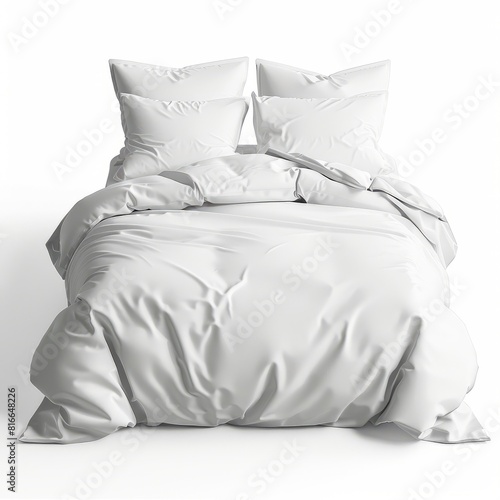 A white duvet cover spread on a white surface, minimalist and clean design © keystoker