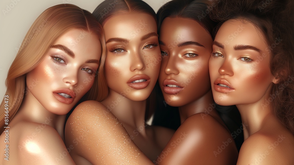 Four diverse women with beautiful complexions Four diverse women with beautiful complexions